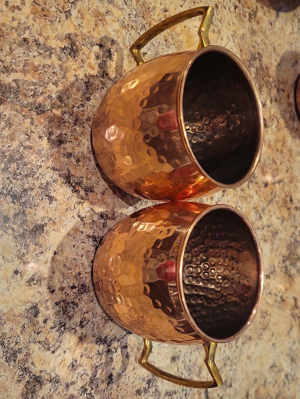 2 Moscow Mule Mugs Hammered Copper With Handle